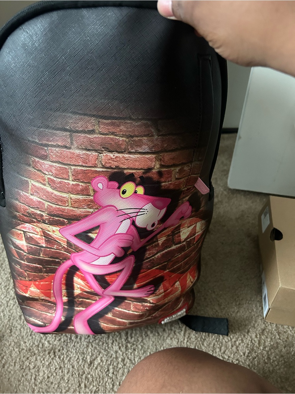 Sprayground Black Backpack with Pink